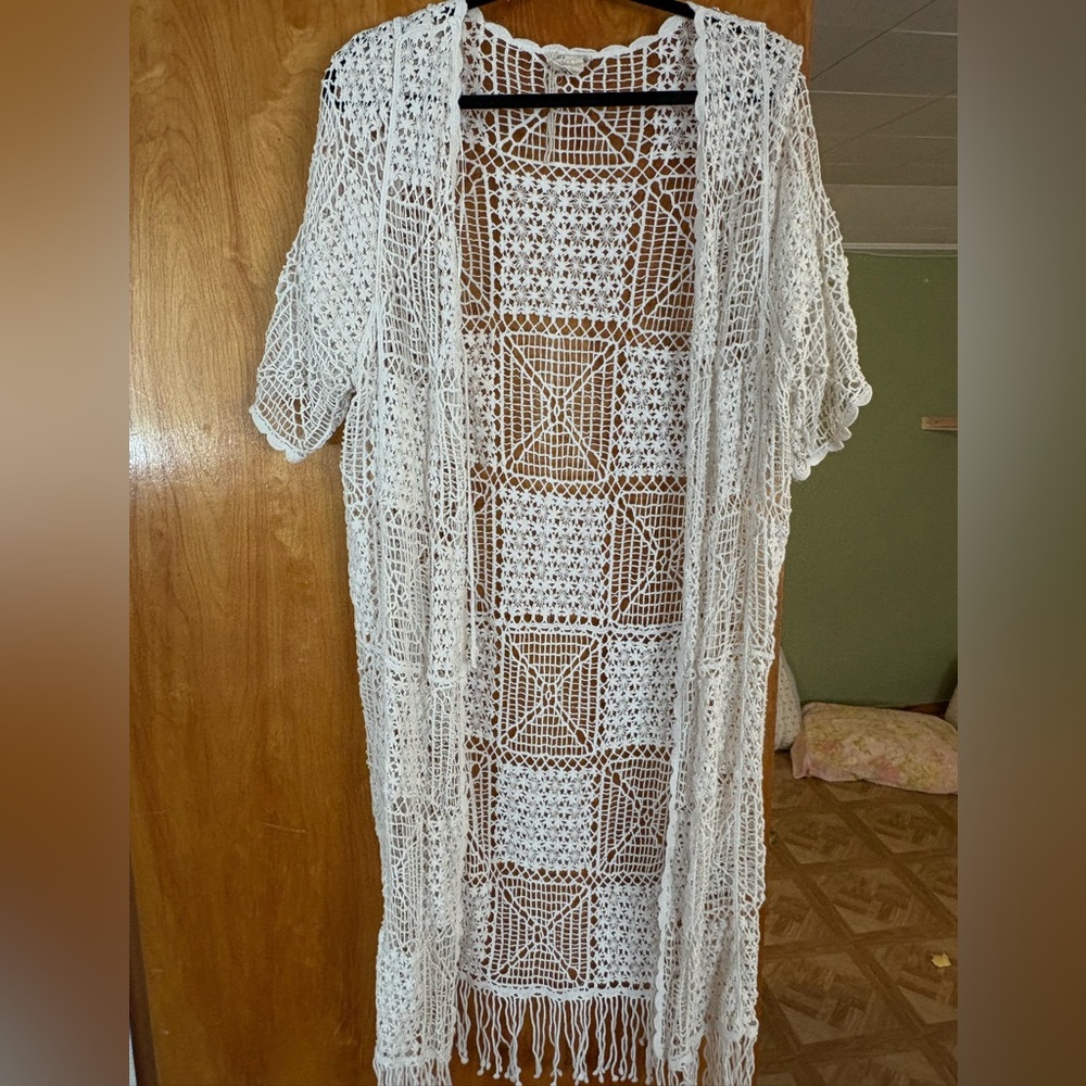 Mystree Ivory Crochet Cardigan
